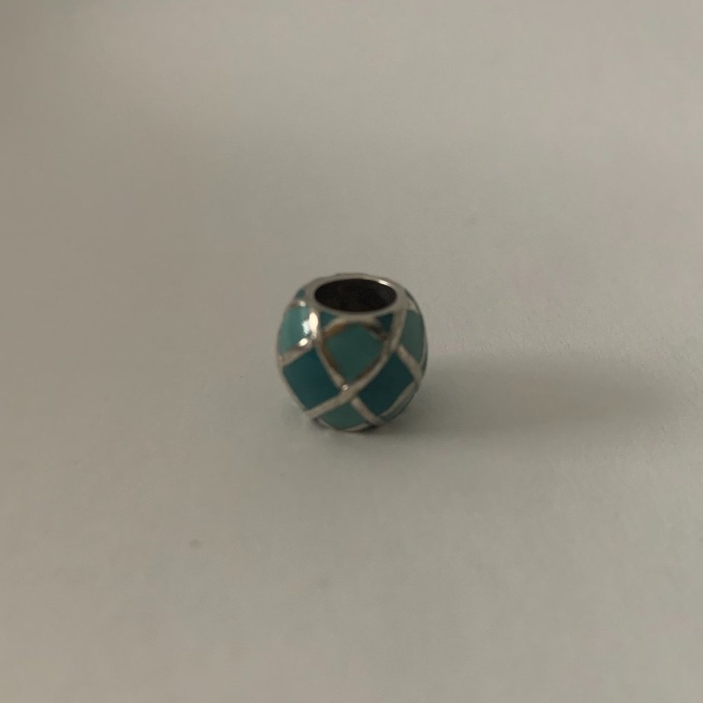 Blue Enamel and 925 Sterling Silver Diamond Charm Bracelet Bead Persona Pandora